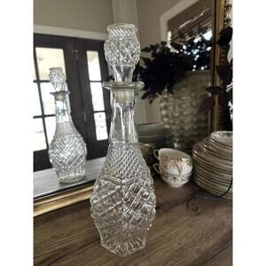 Anchor Hocking Wexford Glass Decanter and Stopper 32 oz Pineapple Diamond